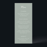Antonia Sage Green Elegant Wedding Menükarte<br><div class="desc">Elegante Hochzeitsmenüs mit einem einfachen Design mit Skript- und Serif-Schriftart.</div>