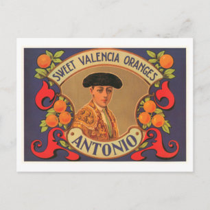 Antonio Brand Sweet Valencia Orangen Antike Holzki Postkarte