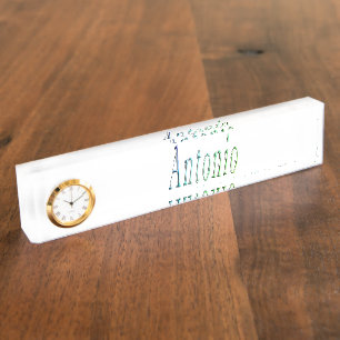Antonio, Name, Logo, Schreibtisch-Namensschild mit Namensplakette