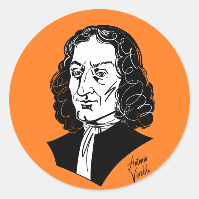 Antonio Vivaldi Runder Aufkleber (Vorderseite)