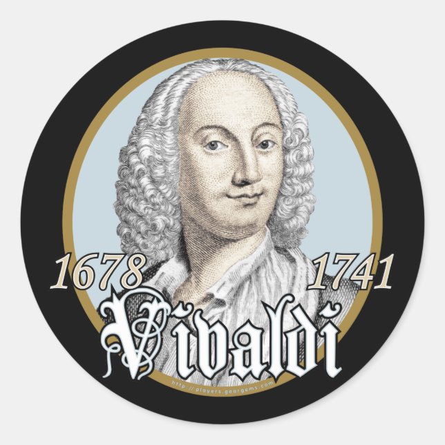 Antonio Vivaldi Runder Aufkleber (Vorderseite)