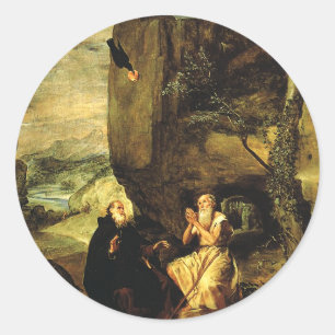 Antonius der Große und Paulus von Theben Runder Aufkleber