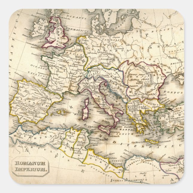 Antquie Karte des antiken Römischen Quadratischer Aufkleber (Vorderseite)