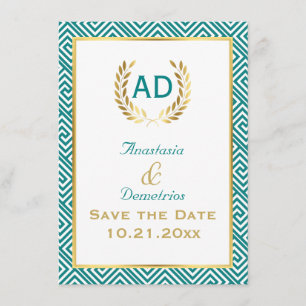 Antrag auf griechischen Schlüssel und Lorbeerkranz Save The Date