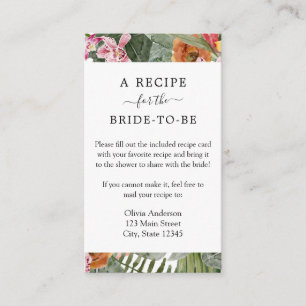 Antrag auf tropische Bridal-Recipe Begleitkarte