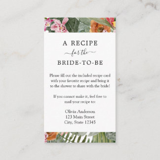 Antrag auf tropische Bridal-Recipe Begleitkarte
