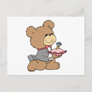 Antrag oder Ringträger-Teddybär-Design Postkarte