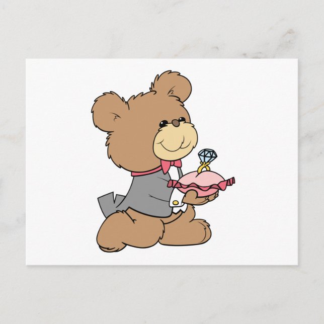 Antrag oder Ringträger-Teddybär-Design Postkarte (Vorderseite)