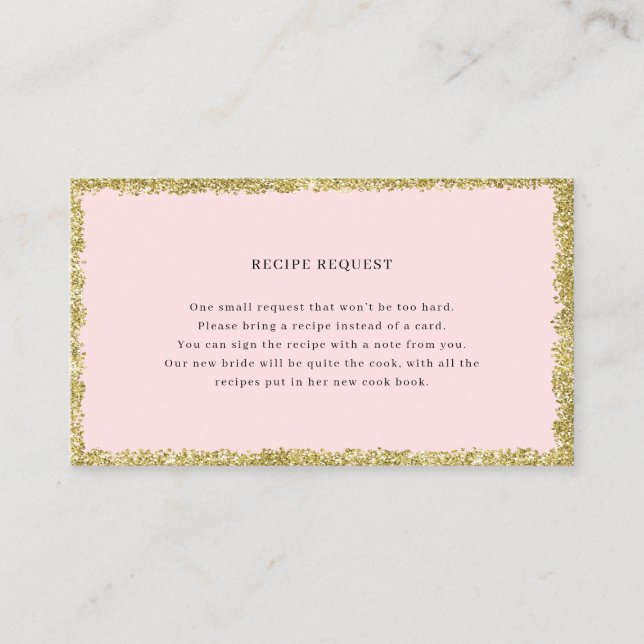 Antragskarte für Rosa und Gold Glitzer Visitenkarte (Vorderseite)