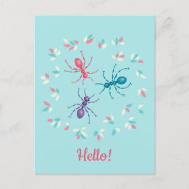 Ants Spring Pastel Wildlife Hello Feiertagspostkarte