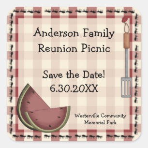 Ants und Watermelon Picnic Quadratischer Aufkleber