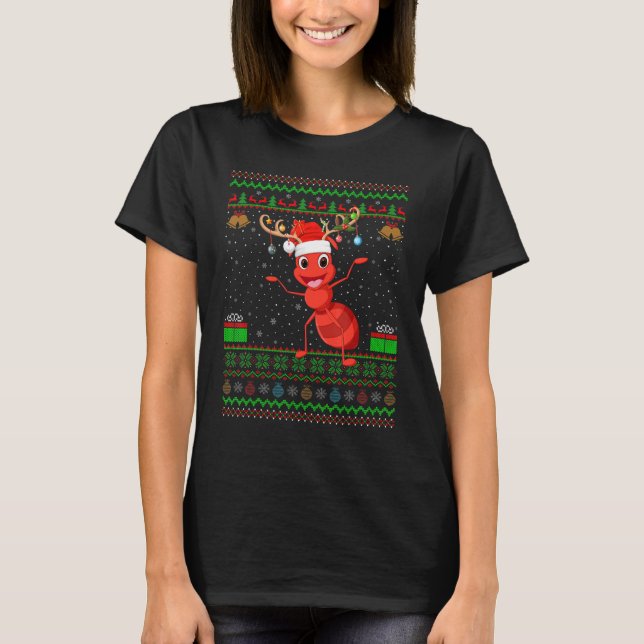 Ants Weihnachtsmannmütze Matching Ugly Ants Christ T-Shirt (Vorderseite)