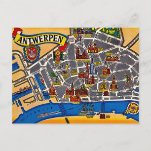 Antwerp Vintage-Straßenkarte  Postkarte