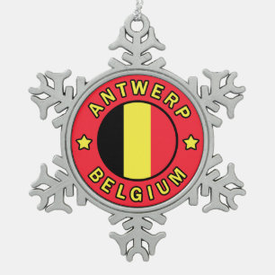 Antwerpen Belgien Schneeflocken Zinn-Ornament