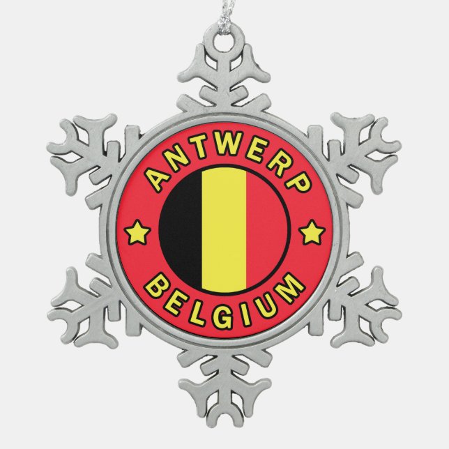 Antwerpen Belgien Schneeflocken Zinn-Ornament (Vorderseite)