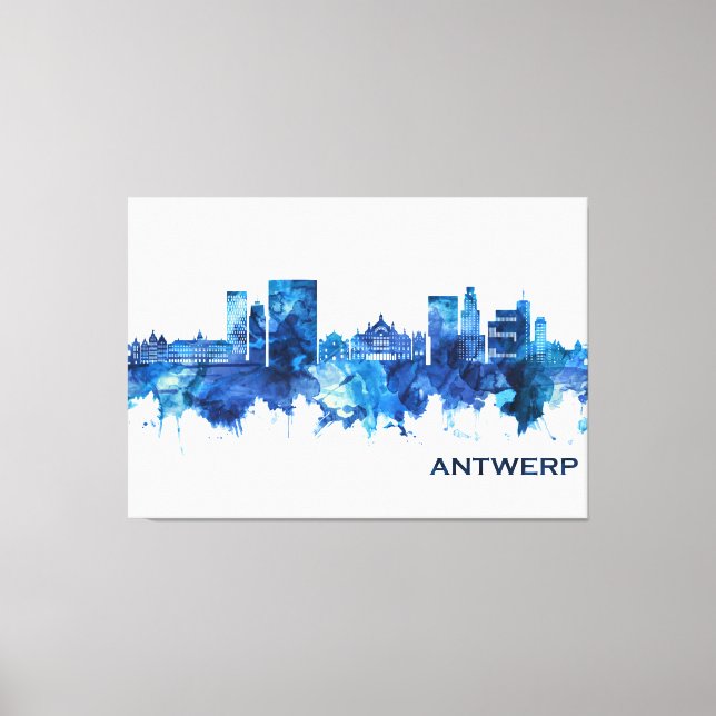 Antwerpen Belgien Skyline Blue Leinwanddruck (Vorderseite)