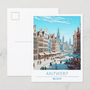 Antwerpen Belgien Vintage Travel Postkarte