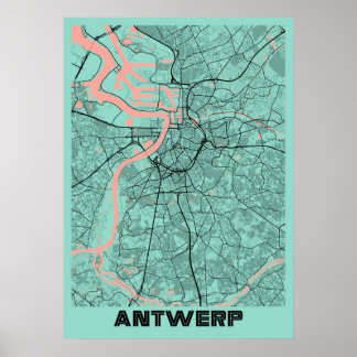 Antwerpen - Belgische Peony City Map Poster