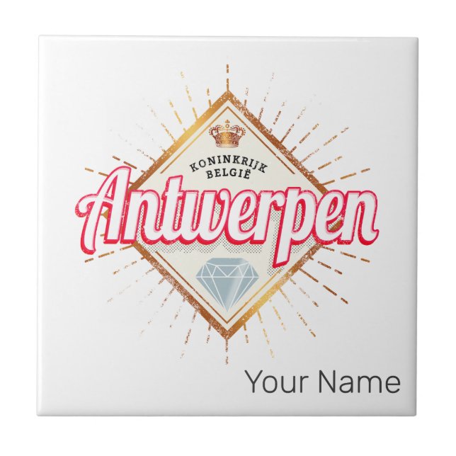Antwerpen Flanders Belgien Retro Vintag Souvenir Fliese (Vorderseite)