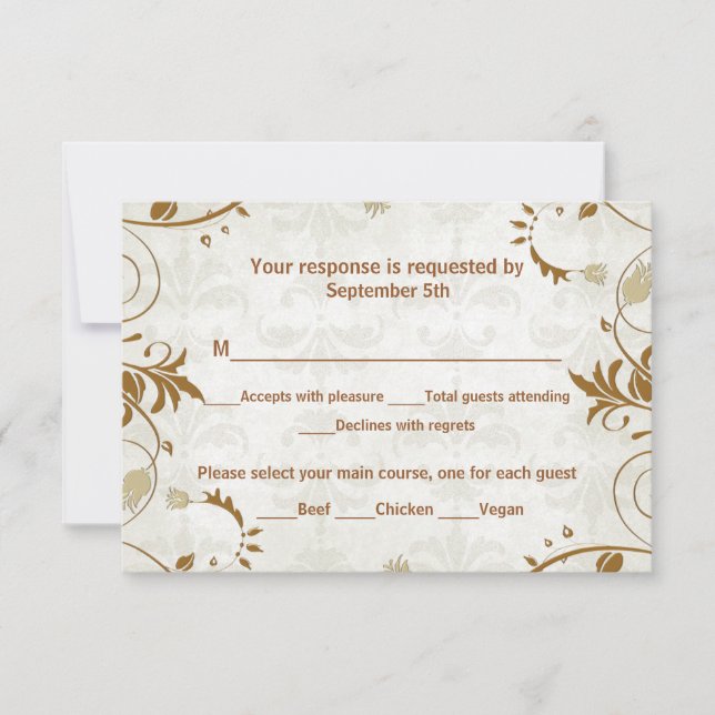 Antwort auf die Hochzeit im Herbst und Speisekarte (Vorderseite)