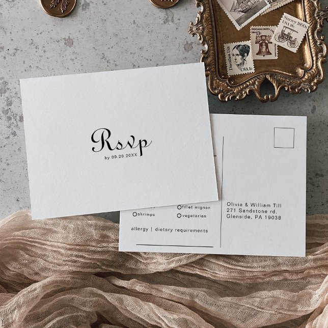 Antwort auf die klassische kalligraphische Hochzei Postkarte (Von Creator hochgeladen)