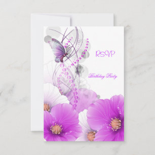 Antwort auf RSVP-Einladung Schöne Florale Lila Wei