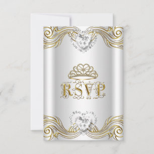 Antwort auf RSVP-Einladung Silber Weiß Gold Quince Einladung