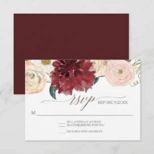Antwort auf RSVP Herbst-Chrysantheme Marsala-Rose Einladung