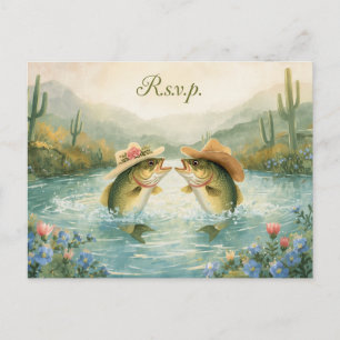 Antwort auf Texas-Angler-Hochzeitseinladung Postkarte