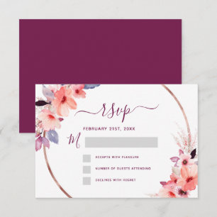 Antwort Burgund Florale Rose Gold Geometrische Hoc Einladung