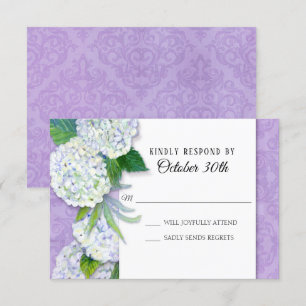 Antwort Hochzeit Floral Hortensie Lavendel Damast  Einladung
