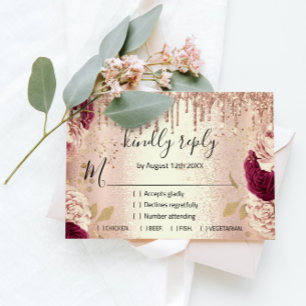 Antwort Hochzeit Glitter Braut Rose Gold Tropfen B