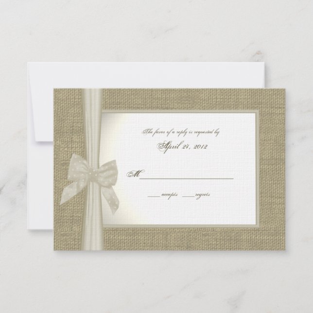 Antwort-Karte für Burlap und Bow RSVP Karte (Vorderseite)