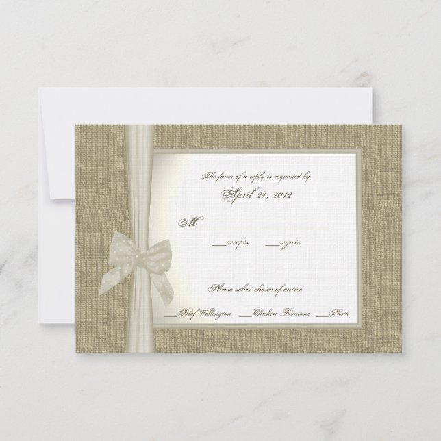 Antwort-Karte für Burlap und Bow RSVP Karte (Vorderseite)