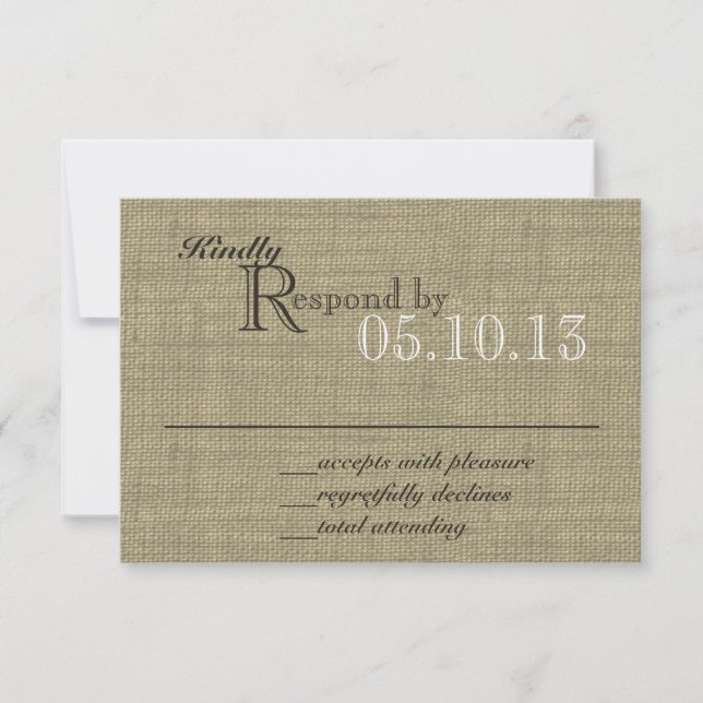 Antwort-Karte für Burlap und Bow RSVP Karte (Vorderseite)