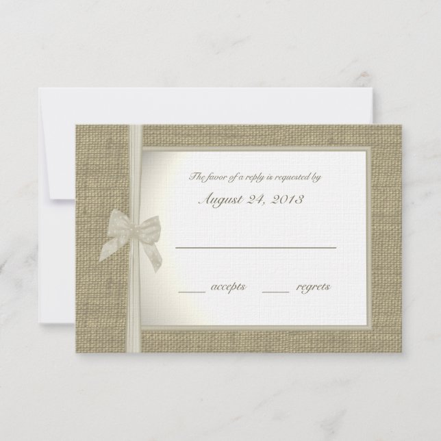 Antwort-Karte für Burlap und Bow RSVP Karte (Vorderseite)