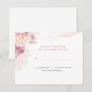 Antwort-Karte für Hochzeiten   Erröten und Blüten Einladung