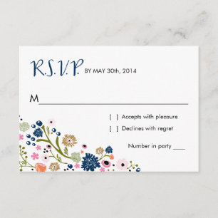 Antwort-Karten-Marine des hübschen RSVP Karte