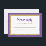 Antwort von Bat Mitzvah auf den Glitzer lila und G<br><div class="desc">Diese trendige Einsteckkarte weist eine fette Schrift auf der Vorderseite auf,  die in goldfarbenem Glitzer und Weiß gehalten ist und einen soliden Hintergrund hat. Fügen Sie den Text mithilfe des Vorlagenformulars hinzu. Ändern Sie den Schriftart,  das Layout und die Farben mithilfe der Funktion Anpassen.</div>