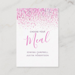 Antwort zum Hochzeitessen: Rosa Aquarellfarben Begleitkarte