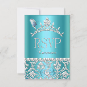 Antwort zur RSVP Quinceanera 15. Blau Damast Schme