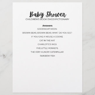 Antwortblatt Baby Shower Emoji-Spiel Antwortblatt Briefbogen