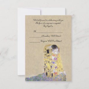 Antworten Sie bitte "Der Kuss" Goldene Hochzeit Kl RSVP Karte