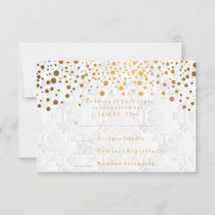 Antworten Sie bitte Stilvoller Konfetti Goldpunkt RSVP Karte
