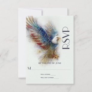 Antwortet Bald Eagle Patriotisches USA Semiquincen RSVP Karte