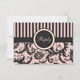 Antwortkarte aus schwarzem Rosa, Creme, grauem Str RSVP Karte