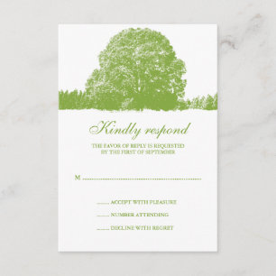 Antwortkarte der grünen Eichenbaum-Hochzeit im Her RSVP Karte