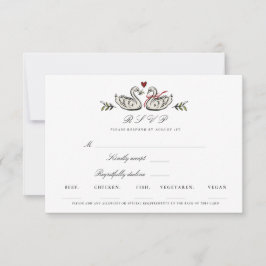 Antwortkarte des eleganten Schwanpaares RSVP Karte