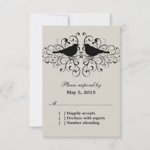 Antwortkarte für Beige Love Bird Wirbel RSVP Karte