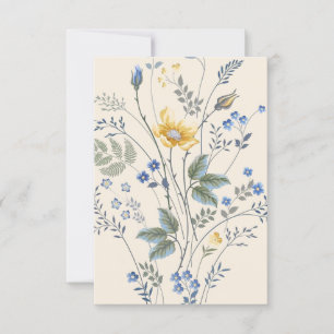 Antwortkarte für blaue und gelbe Wildblumen RSVP Karte